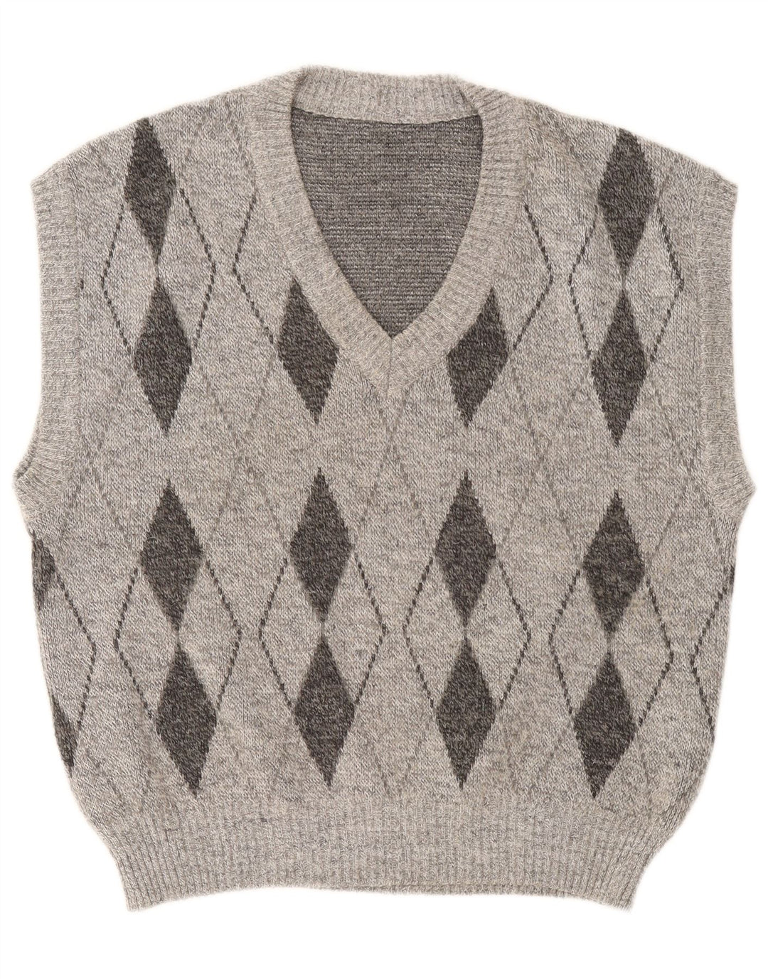 Vintage hombres chaleco tanque top grande gris Argyle/Diamond