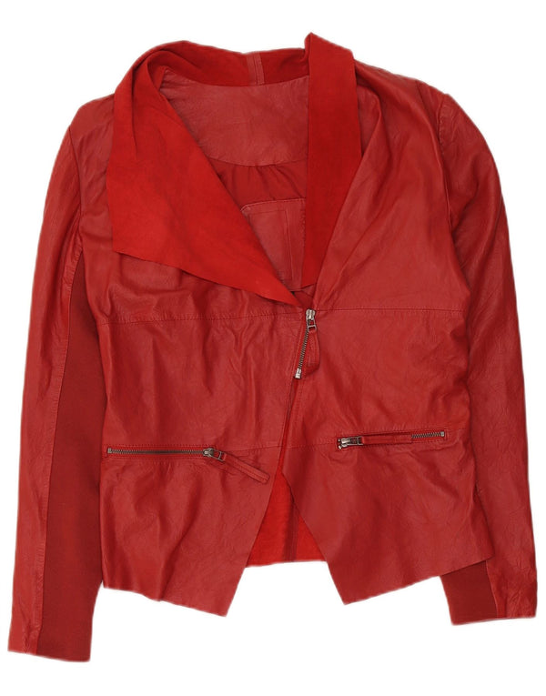 Cigno Nero Chaqueta Blazer de Cuero para Mujer IT 42 Rojo Medio
