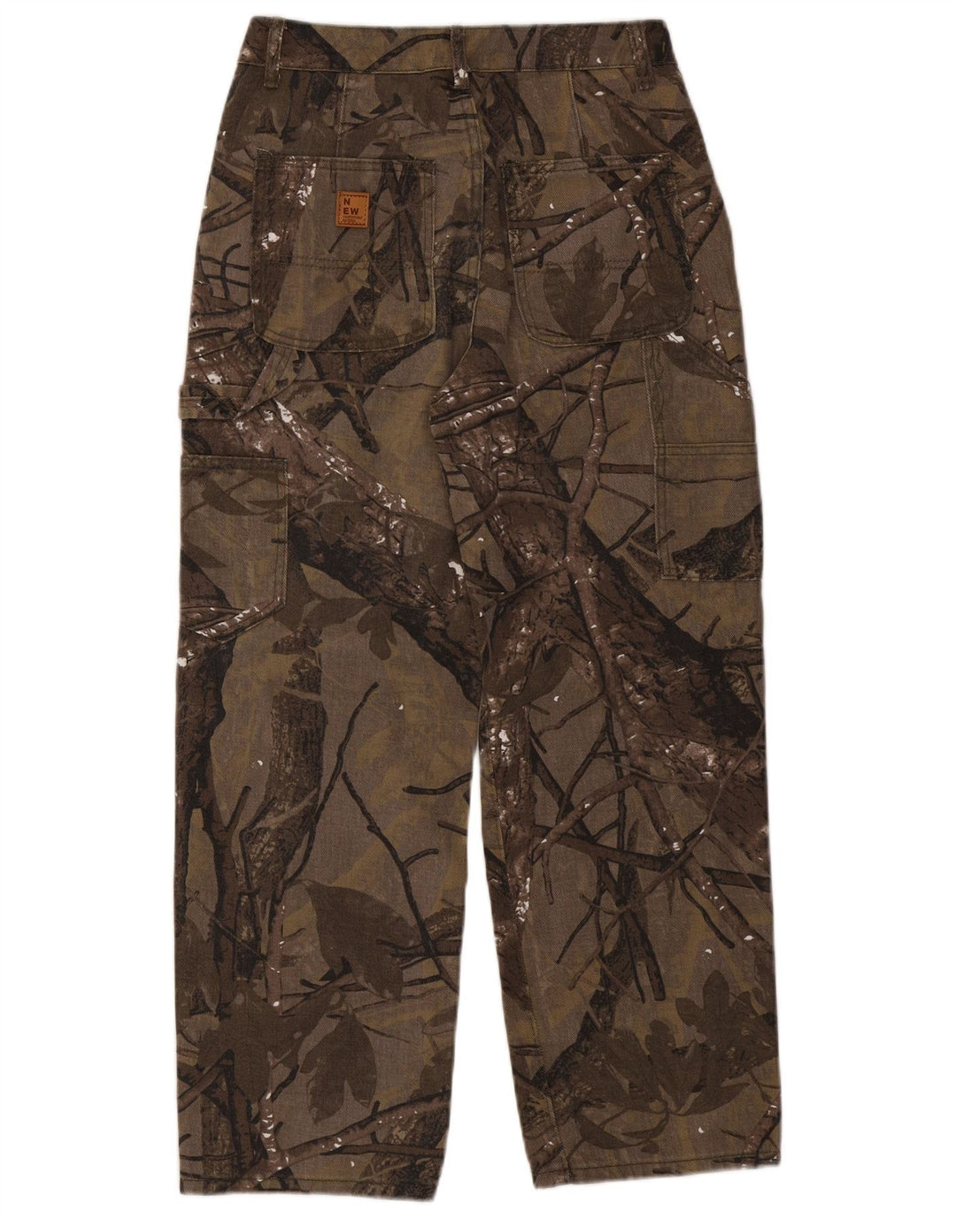 VINTAGE Pantalones cargo rectos para hombre mediano W30 L27 marrón floral