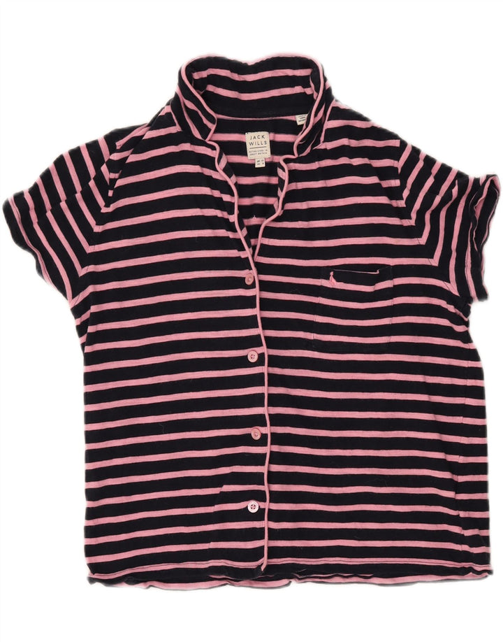 JACK WILLS Blusa camisera para mujer UK 40 Mediana Azul Marino Rayas