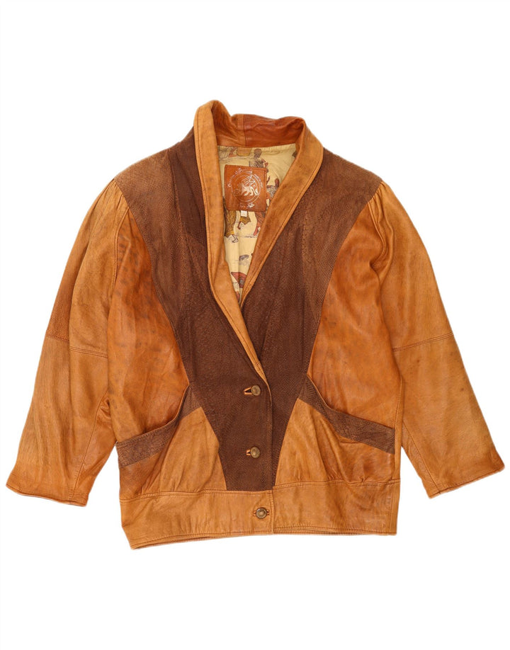 Vintage mujer chaqueta de gran tamaño Reino Unido 16 gran estampado animal marrón