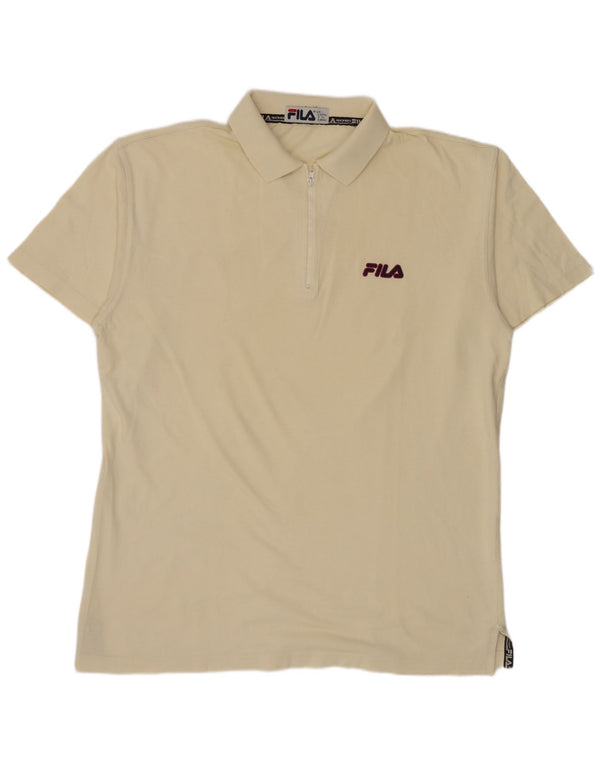 Fila Mens Polo Shirt IT 52/54 Large Off White Cotton