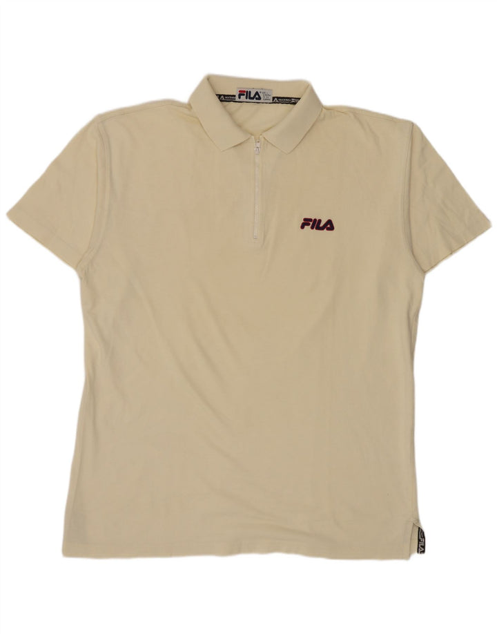 Fila Polo Hombre IT 52/54 Grande Algodón Blanco Roto
