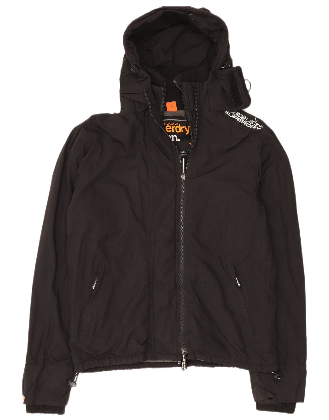 SUPERDRY Chaqueta cortavientos con capucha para hombre UK 42 XL Nylon negro