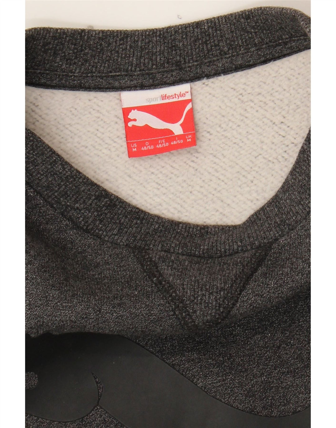 PUMA Mens Graphic Sweatshirt Jumper Medium Grey Cotton Vintage Puma and Second-Hand Puma from Messina Hembry 
