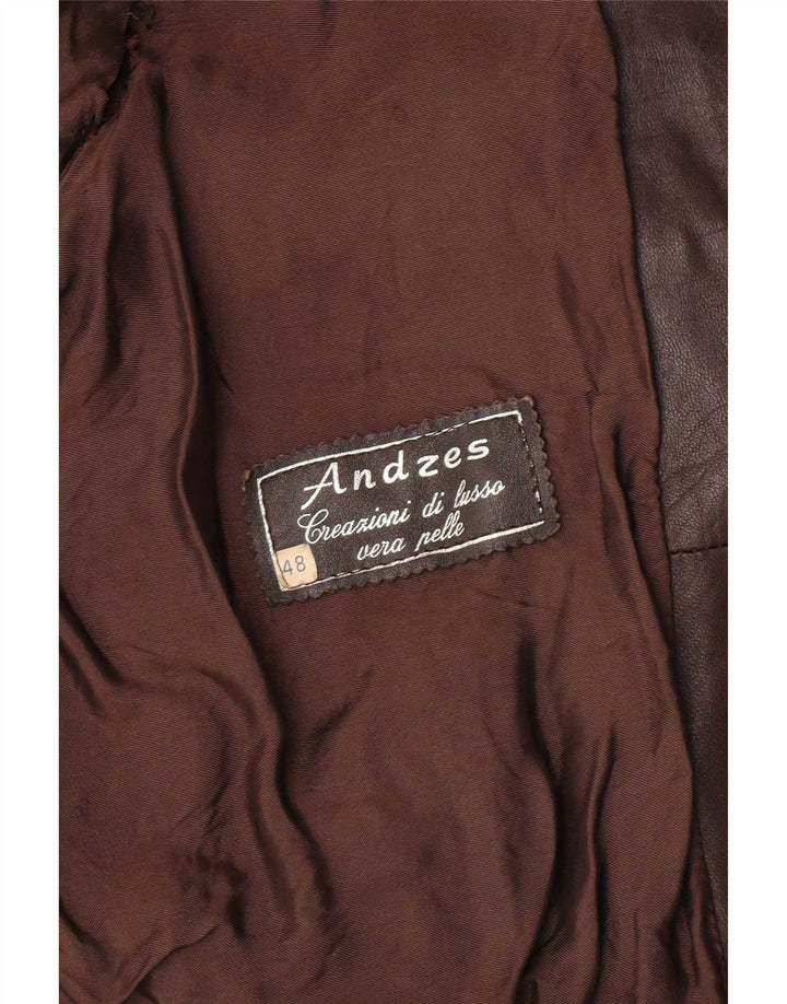 Vintage hombres bombardero chaqueta de cuero IT 48 cuero marrón medio