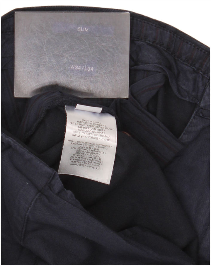 Gant Pantalón chino ajustado para hombre W34 L34 Algodón azul marino