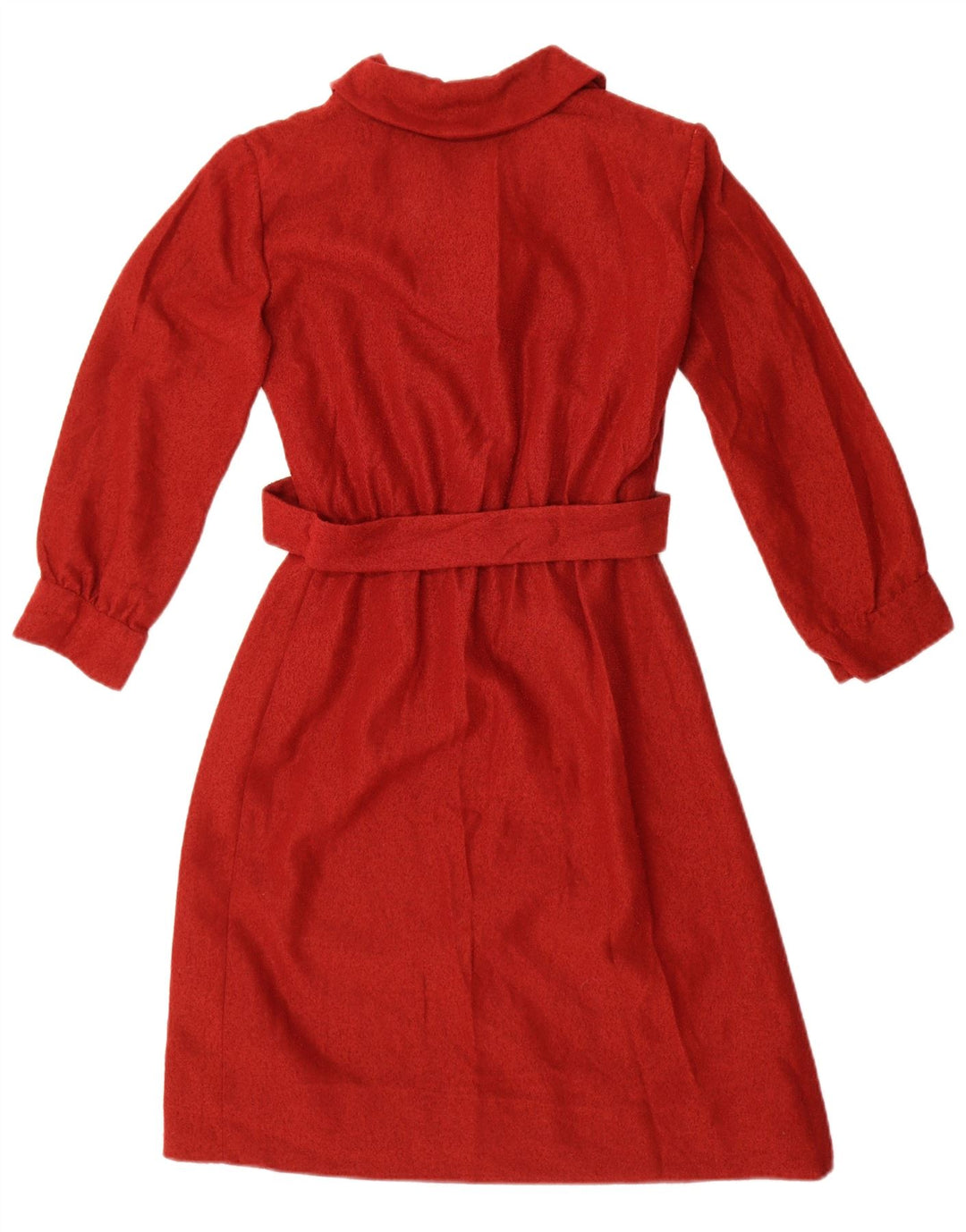 Vintage mujer manga larga A-Line vestido Reino Unido 12 rojo medio