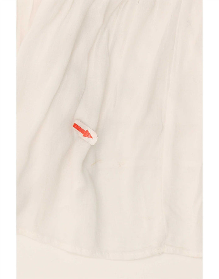Zara Blusa De Ala De Murciélago Con Lazo Frontal Para Mujer UK 42 Algodón Blanco Mediano
