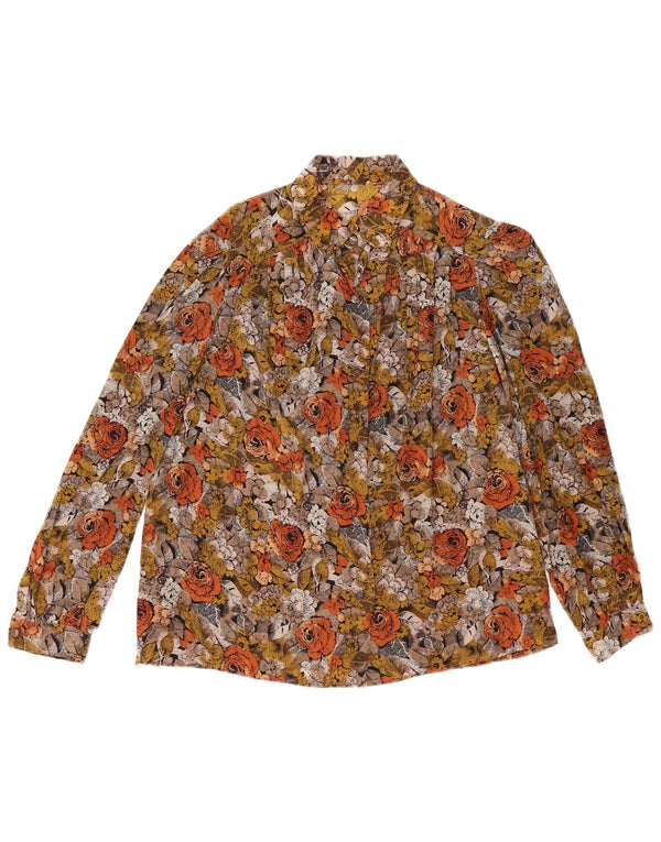 Vintage mujer camisa blusa Reino Unido 16 grande multicolor floral
