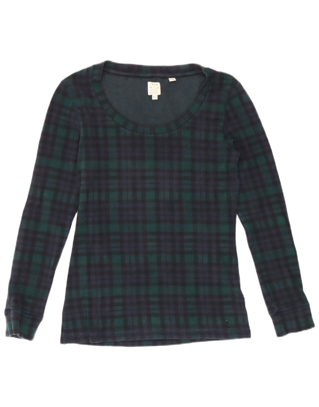 Jack Wills Top para mujer de manga larga UK 42 Algodón a cuadros verde medio