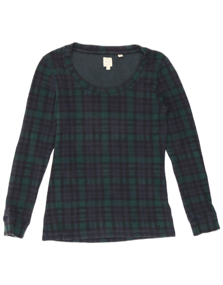 Jack Wills Top para mujer de manga larga UK 42 Algodón a cuadros verde medio