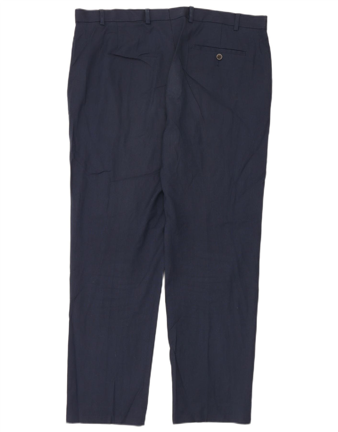 Marks & Spencer Pantalón de traje recto para hombre W38 L31 Poliéster azul marino