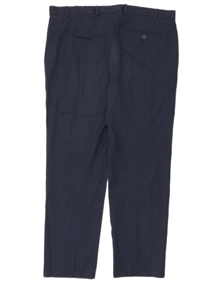 Marks & Spencer Pantalón de traje recto para hombre W38 L31 Poliéster azul marino