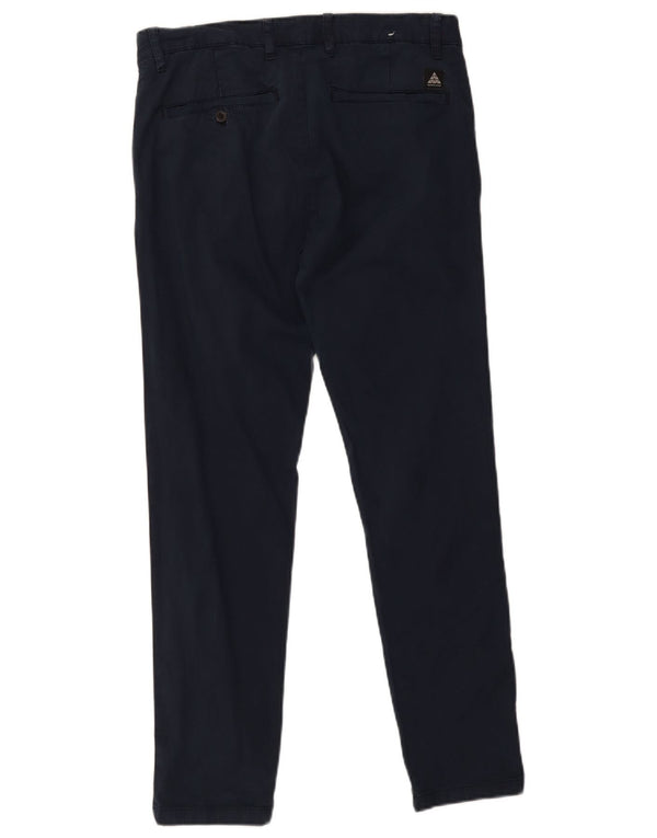 Zara Mens Slim Chino Pantalones EU 42 Large W32 L30 Azul Marino Algodón