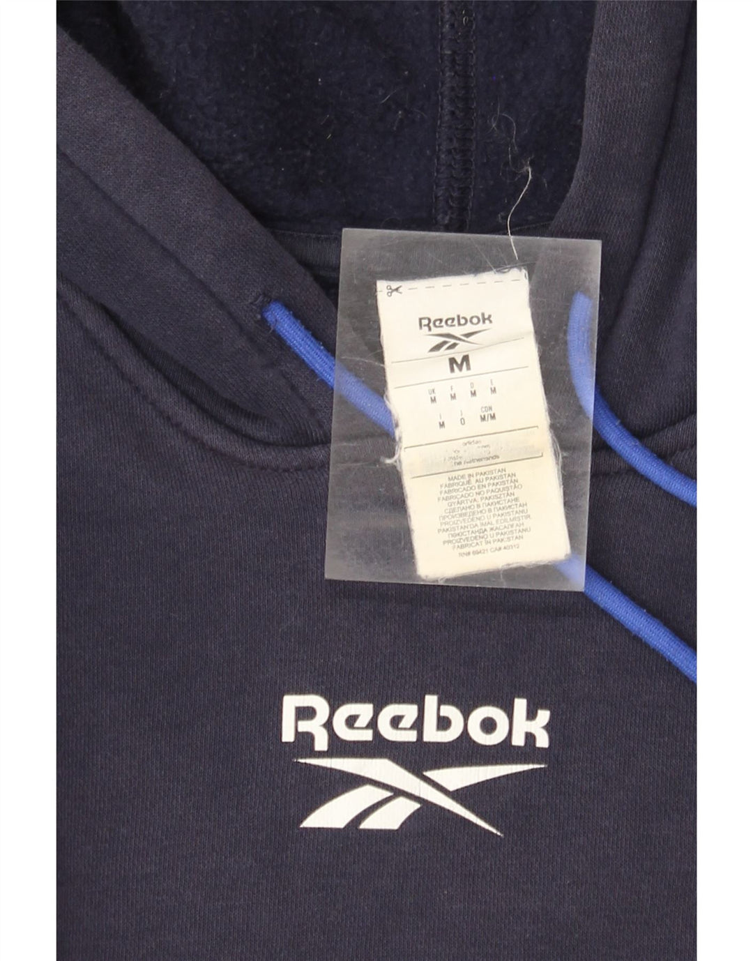 Reebok Sudadera con capucha gráfica para hombre, jersey de algodón azul marino mediano