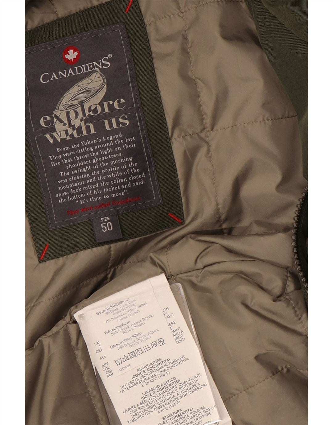 Canadiens Chaqueta utilitaria para hombre EU 50 Grande Algodón verde