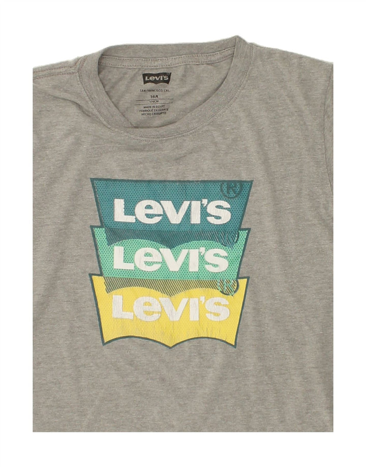 LEVI'S Boys Graphic T-Shirt Top 15-16 Years Grey Cotton Vintage Levi's and Second-Hand Levi's from Messina Hembry 