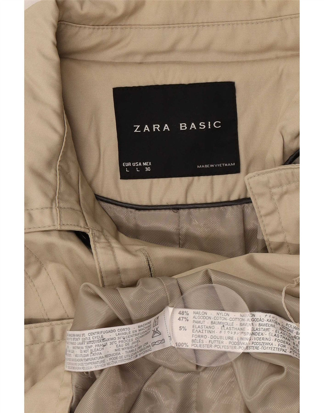 Zara Mujer Gabardina UK 46 Grande Nylon Beige