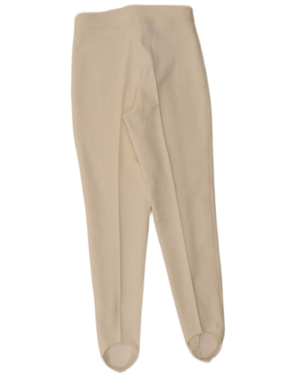 Sergio Tacchini Pantalones de traje ajustados con estribo para mujer UK 14 Large W28 L30 Blanco