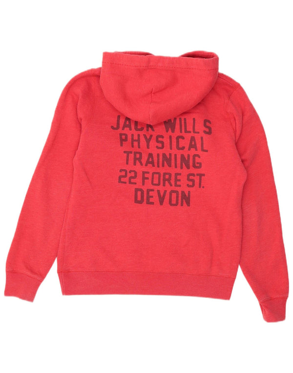 Jack Wills Sudadera con capucha gráfica para mujer UK 12 Medium Red Cotton