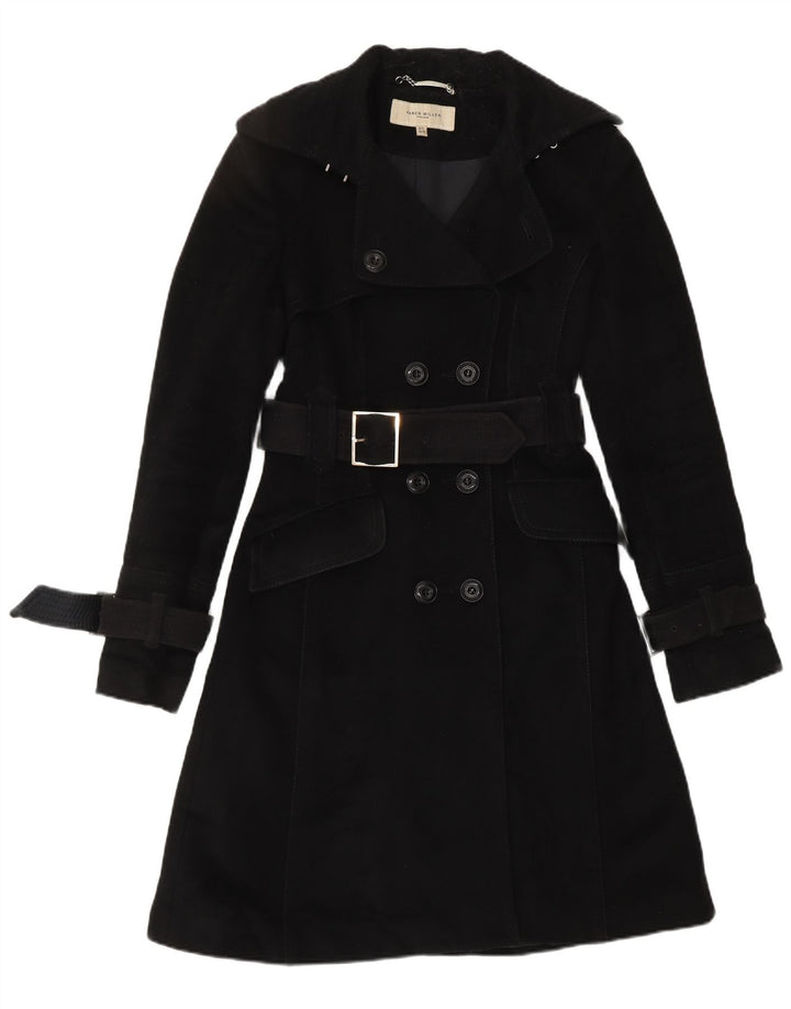 KAREN MILLEN Gabardina para mujer UK 8 Small Lana negra