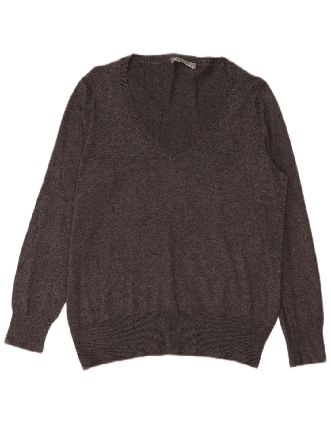 Marks & Spencer Suéter con cuello en V para mujer UK 46 Viscosa gris grande