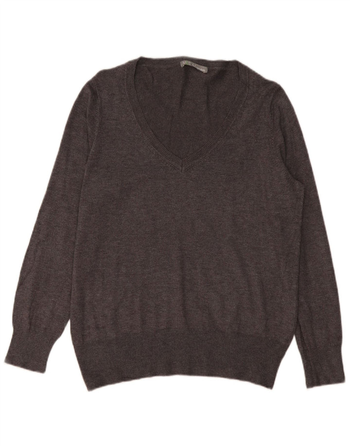 Marks & Spencer Suéter con cuello en V para mujer UK 46 Viscosa gris grande