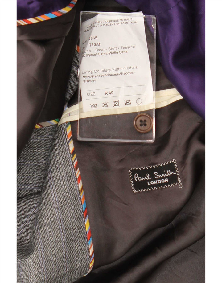 Paul Smith Chaqueta tipo blazer de 2 botones para hombre UK 40 Grande Gris Lana a rayas