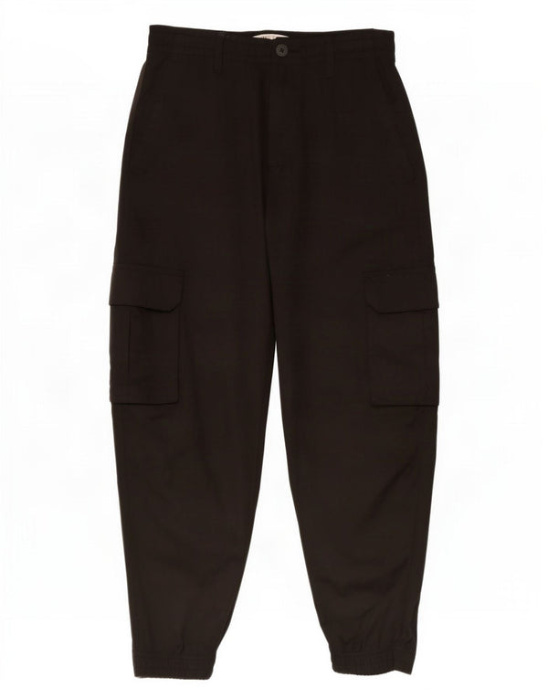 Zara Mujer Pantalones Cargo Joggers De Cintura Alta Pequeño W27 L25 Poliéster Negro