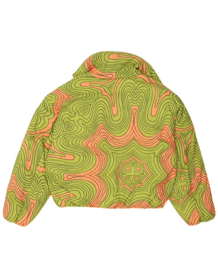 Obey Chaqueta Acolchada Extragrande para Mujer UK 40 Poliéster Geométrico Verde Pequeño