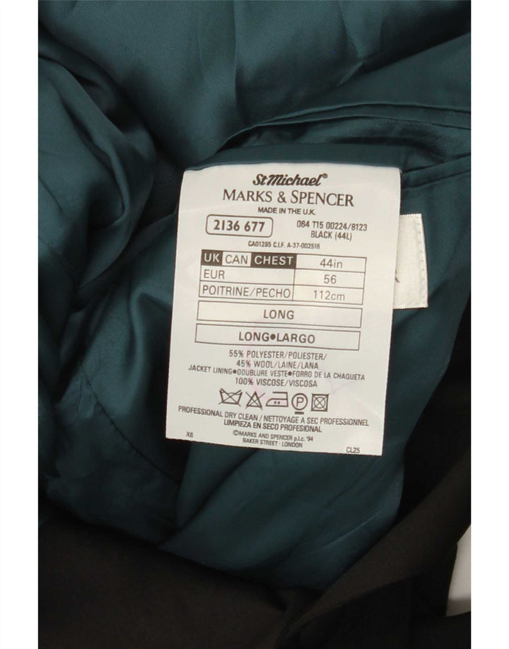 Marks & Spencer Chaqueta tipo blazer larga con 2 botones para hombre UK 44 XL Poliéster negro
