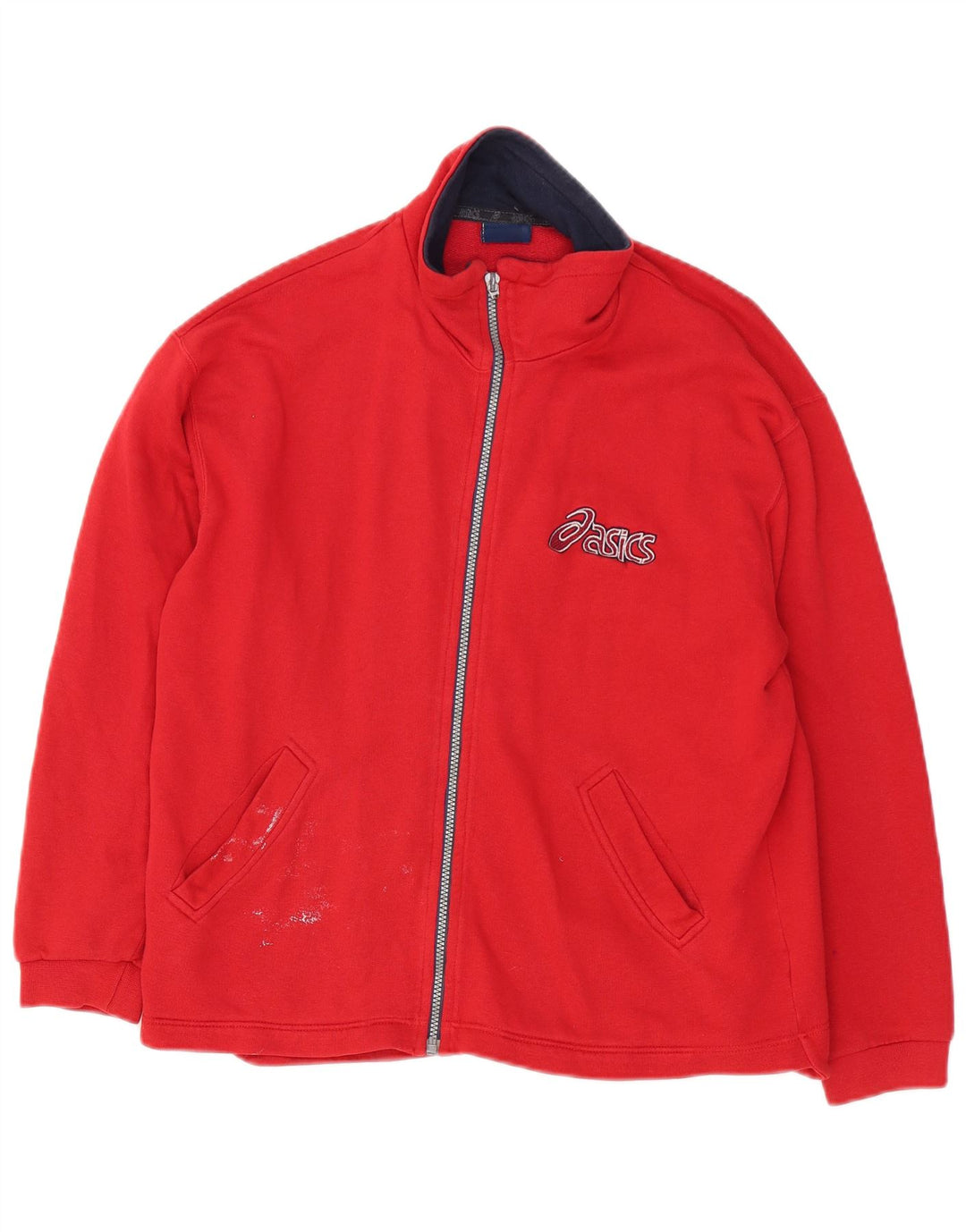 Asics Hombre Graphic Chándal Top Chaqueta Algodón Rojo Mediano