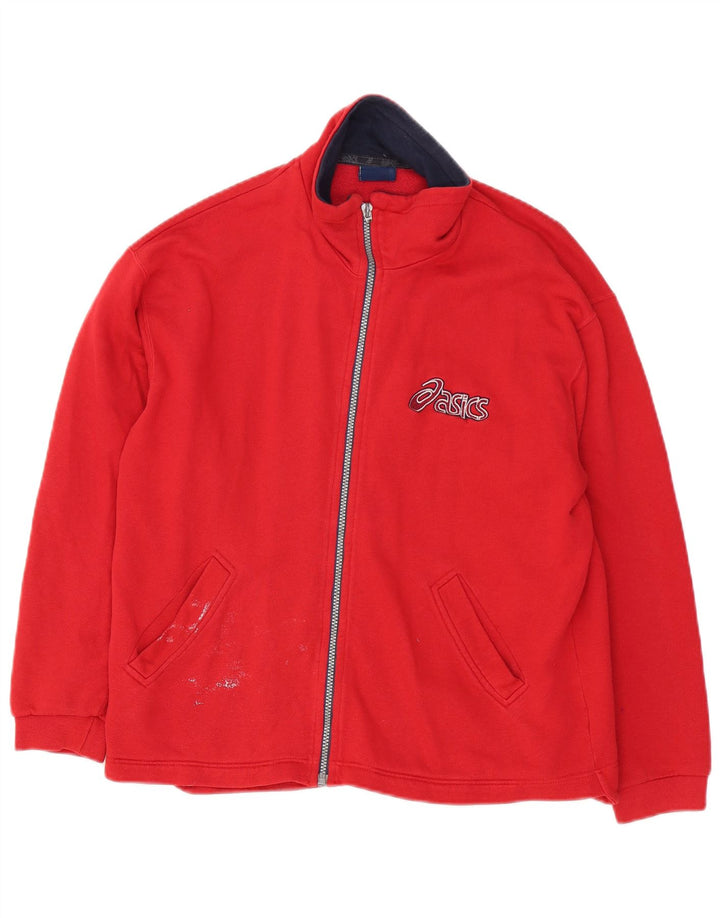Asics Hombre Graphic Chándal Top Chaqueta Algodón Rojo Mediano