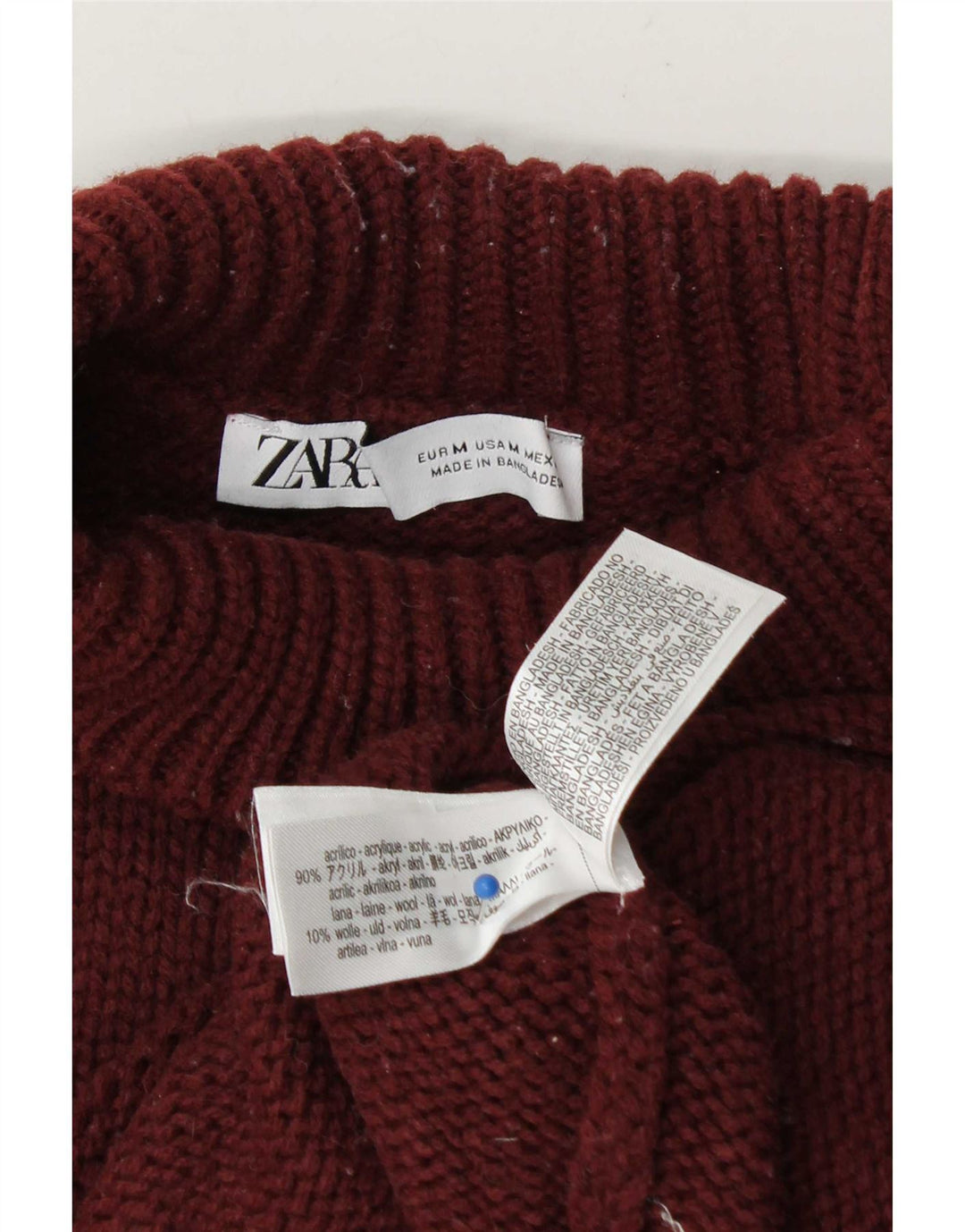 Zara Mujer Jersey Oversize con Cuello Tortuga UK 44 Medium Borgoña