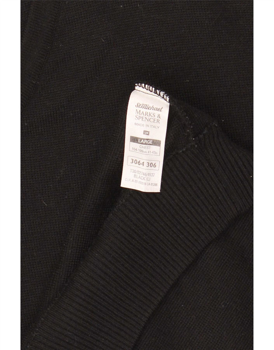 Marks & Spencer - Jersey con cuello en V para hombre, talla grande, de lana a rayas, color negro
