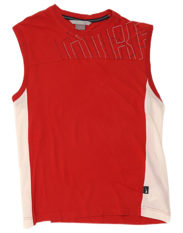 Camiseta sin mangas con estampado gráfico de algodón en bloques de color rojo grande para hombre Nike