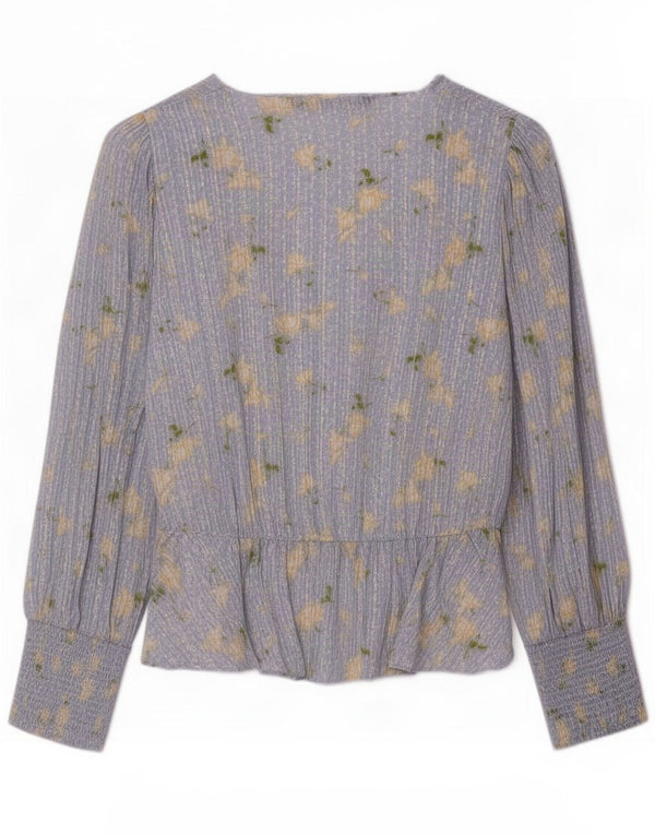 Zara Mujer Blusa Top UK 6 XS Azul Floral