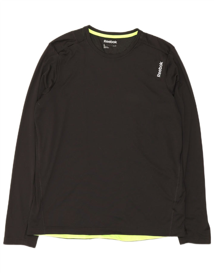 Reebok Hombre Top Manga Larga Grande Poliéster Negro