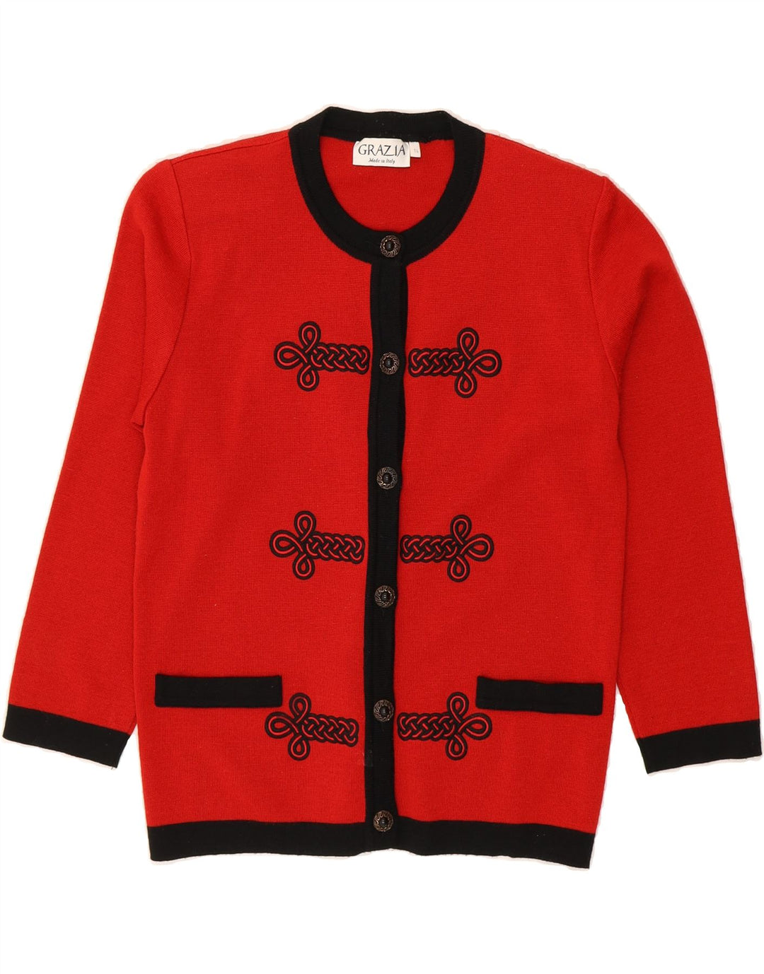 VINTAGE Womens Cardigan Sweater UK 14 Large Red Vintage Vintage and Second-Hand Vintage from Messina Hembry 