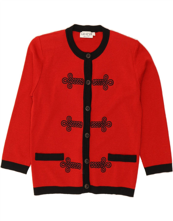 VINTAGE Womens Cardigan Sweater UK 14 Large Red Vintage Vintage and Second-Hand Vintage from Messina Hembry 