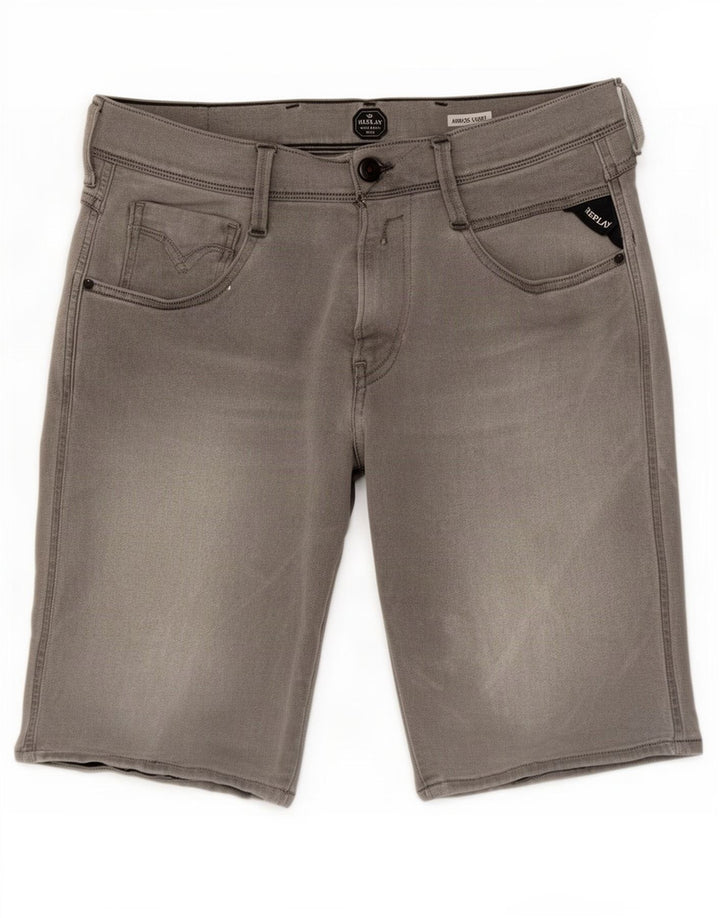 Replay Pantalones cortos vaqueros Anbass para hombre W32 Algodón gris medio