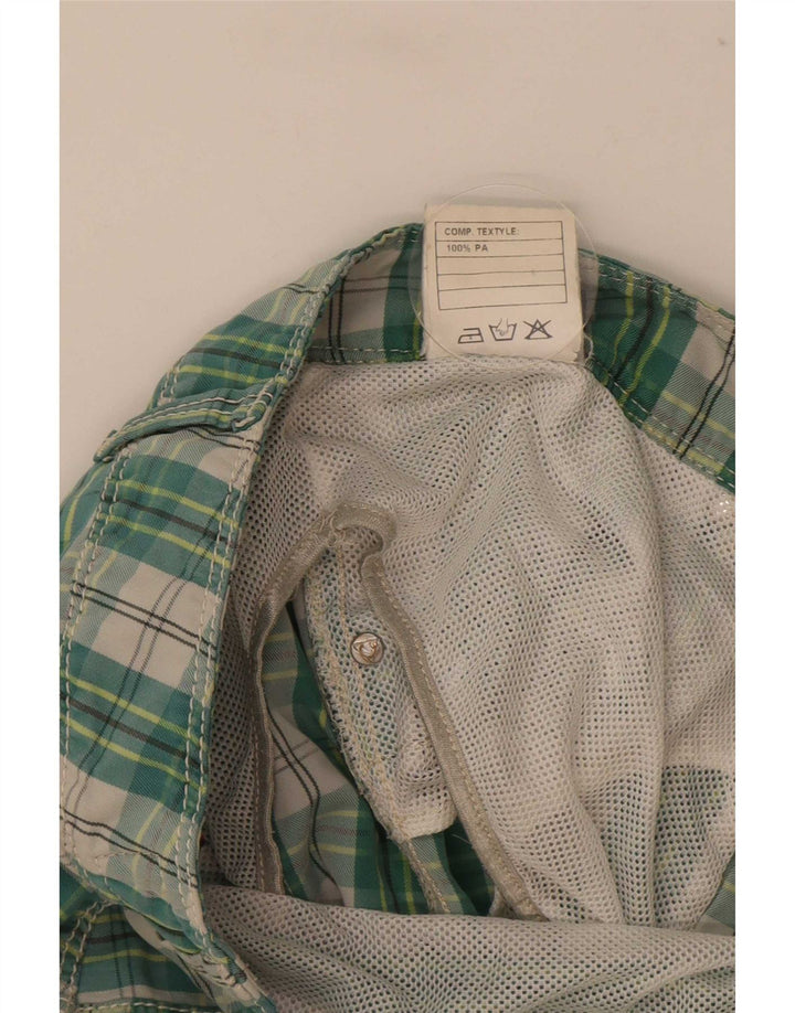 Roy Rogers Bañador para Hombre, Shorts de poliéster a Cuadros Verdes Grandes