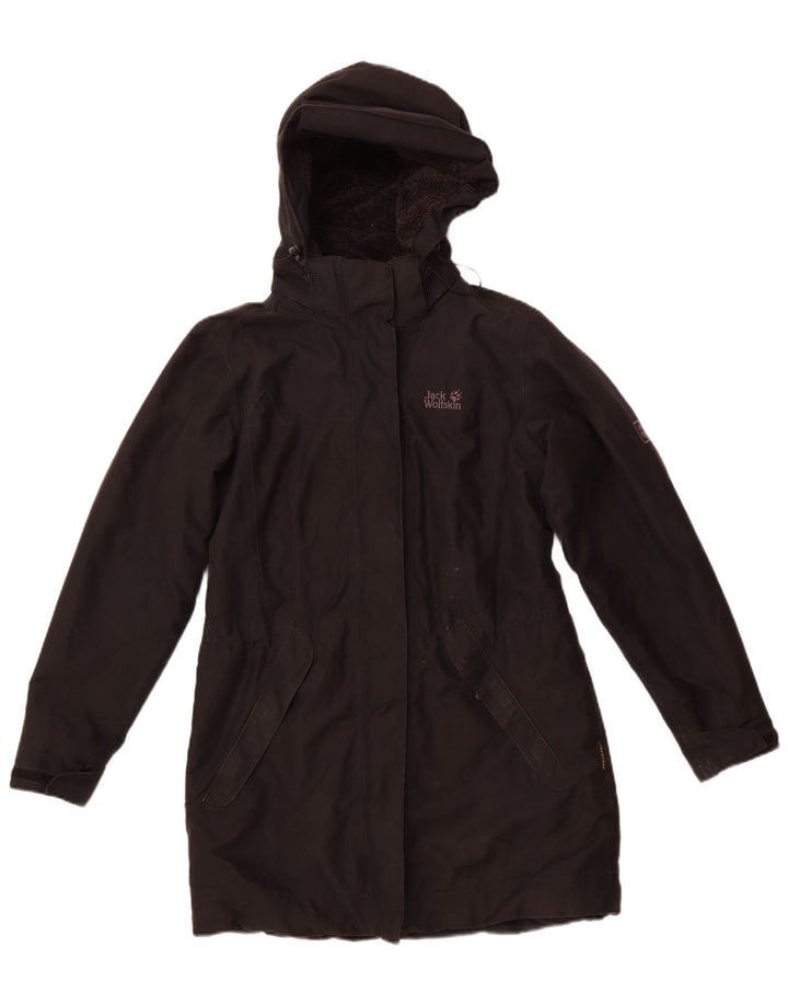 JACK WOLFSKIN Chaqueta cortavientos con capucha para mujer UK 40/40 Mediano Negro