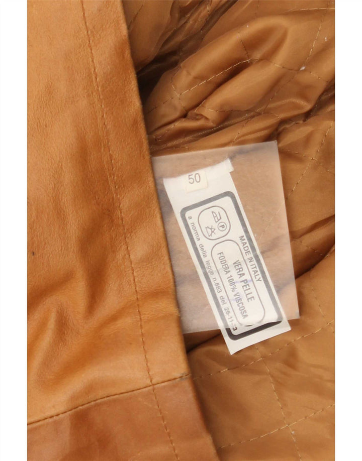 Chaqueta de cuero vintage para hombre IT 40 Marrón grande
