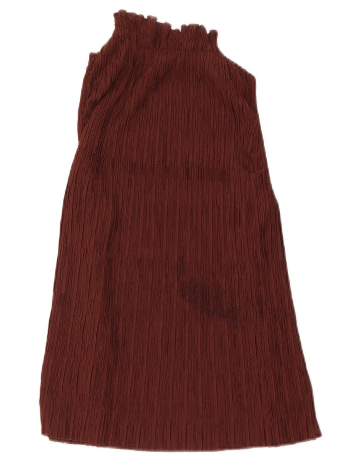 Zara Mujer Halter Top UK 10 Small Borgoña Poliéster