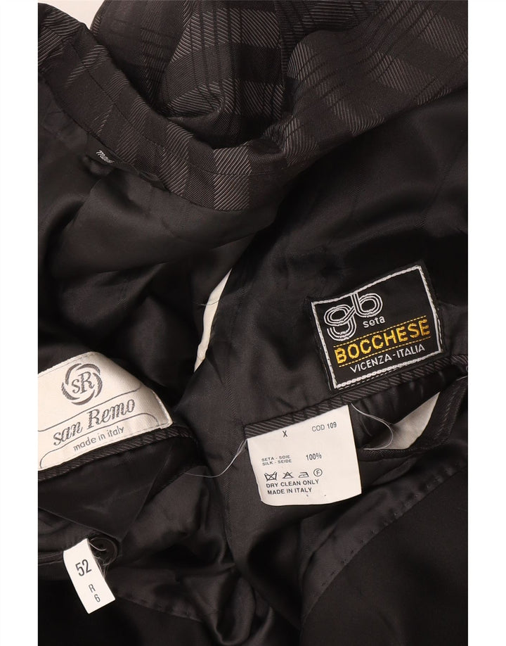 BOCCHESE Chaqueta tipo blazer con 1 botón para hombre IT 52 XL Seda a cuadros gris