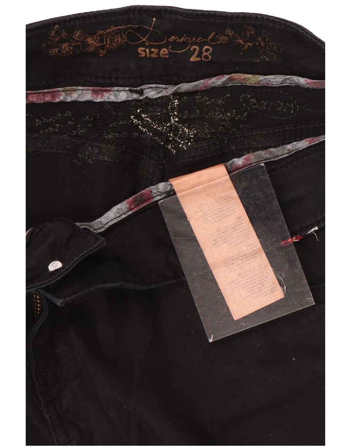 DESIGUAL Pantalones Casuales Rectos Mujer W28 L26 Negro Algodón