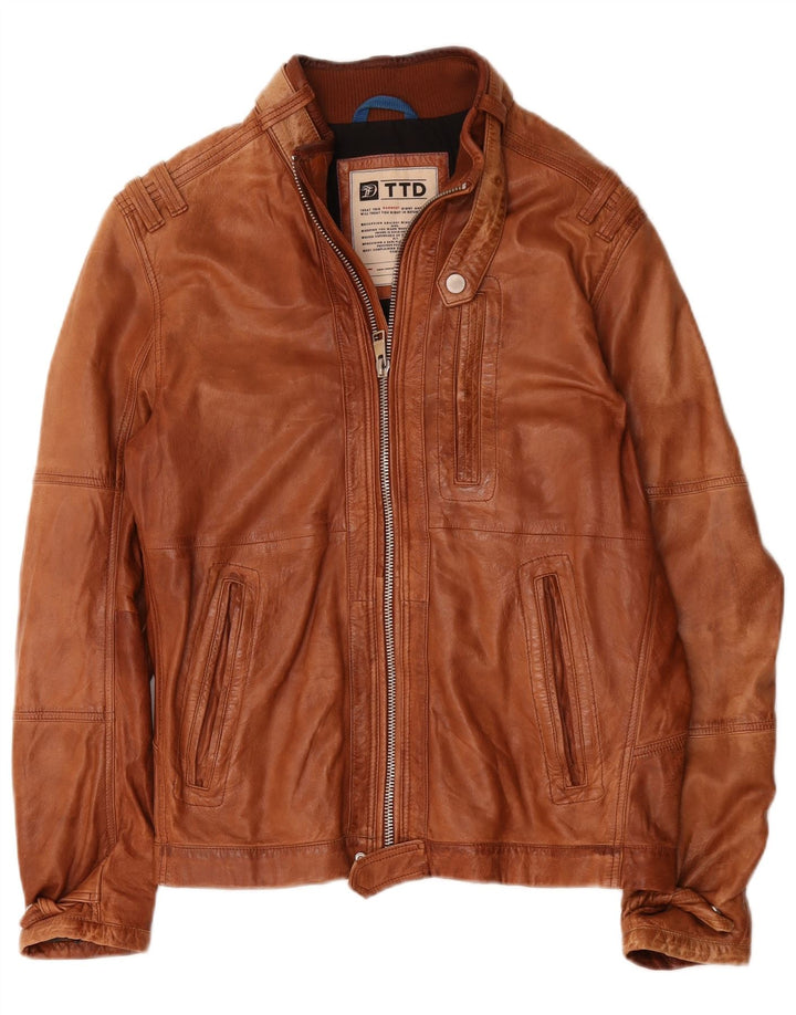 Tom Tailor Chaqueta de cuero para hombre UK 40 Large Marrón