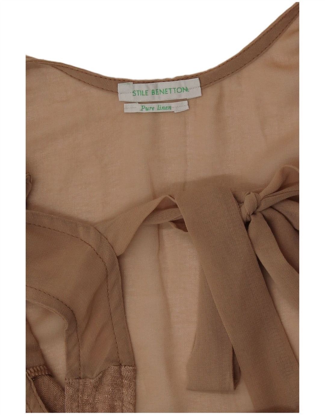 Benetton Top Sin Mangas Mujer UK 42 Lino Beige Medio
